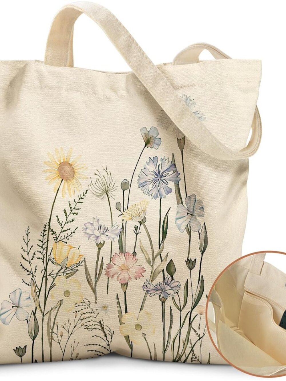 Aesthetic Tote Bag for Girls - with Magnetic Buckle and Zipper Inner Pocket for